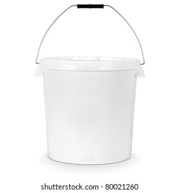 White Plastic Bucket Isolated On White