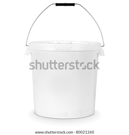 white plastic bucket isolated on white