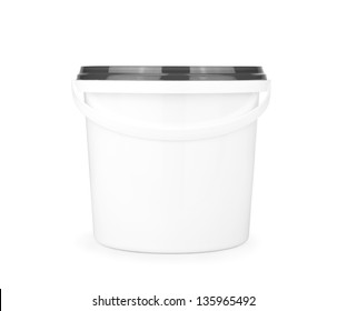 White Plastic Bucket With Lid.