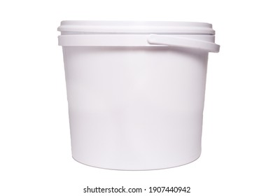 White plastic bucket on isolated white background