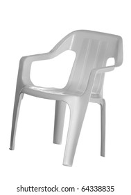 White Plastic Chair For Kids; Isolated On White Background