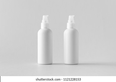 White Plastic Cosmetic Foam Pump Bottle Mock-up.