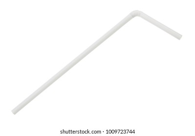 White plastic drinking straw isolated on white background.