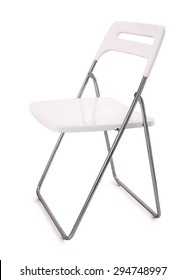 White Plastic Folding Chair Isolated On White