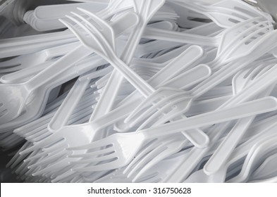 White Plastic Fork For Background Or Texture   