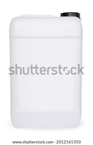 
White plastic gallon from 19 to 20 liters, isolated on white background.