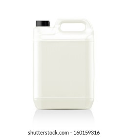 White plastic gallon, jerry can  isolated on a white background.  (with clipping work path)
