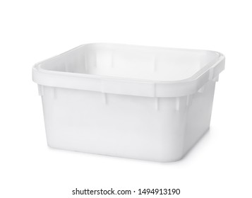 White Plastic Nest Storage Bin Isolated On White