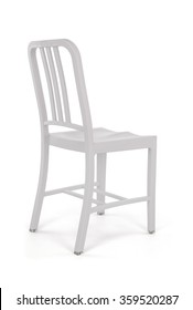 White Plastic Outdoor Chair, Back Three Quarter View