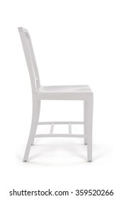 White Plastic Outdoor Chair, Side View