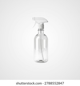White plastic spray bottle with trigger mechanism on white