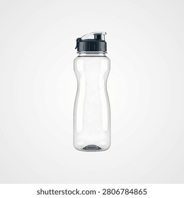 White plastic spray bottle with trigger mechanism on transparent background