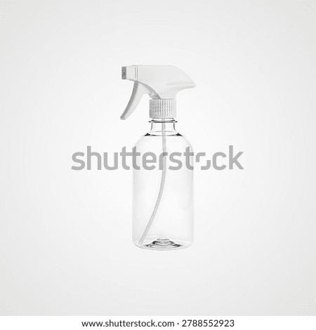 White plastic spray bottle with trigger and nozzle on white
