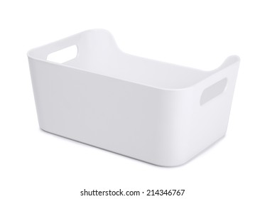 White Plastic Storage Container Isolated On White