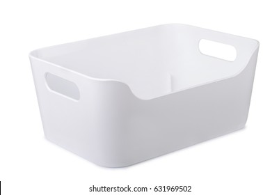 White Plastic Storage Container Isolated On White