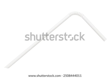 White plastic straw isolated on white background. Climate change, recycling and waste prevention concept.