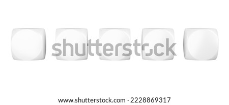 White plastic tiles in white background, 3d rendering. Letter cubes with no sign, mock-up for abbreviations and signs