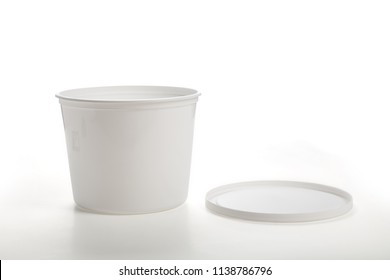 White Plastic Tub Bucket Container Close Up