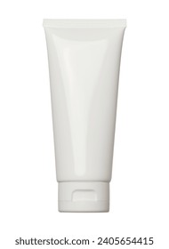 White plastic tube for cream, gel and toothpaste on an isolated background
