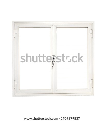 White plastic window frame with handle isolated on a white background.