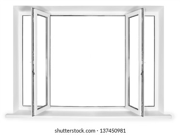 White Plastic Window Isolated On White Background