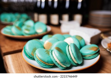 White Plate With Blue Macaroons