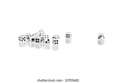 a lot of white playing dices with reflex