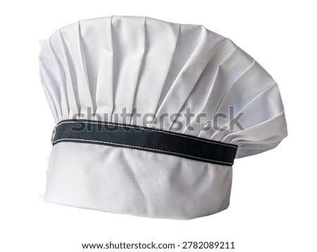 white pleated chef hat withe fabric band isolated onwhite background