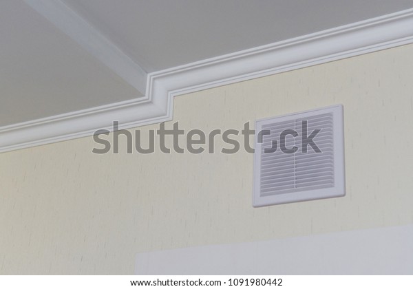 White Plinth On Ceiling Drywall Ceiling Interiors Stock Image