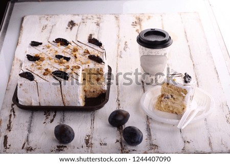 Similar – Image, Stock Photo Brownie with fruits and glass of coffee