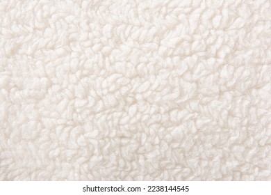 white plush fleece fabric texture background , background pattern of soft warm material - Shutterstock ID 2238144545