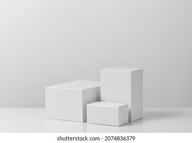White podium for products display
