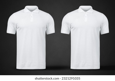 White Polo mockup front and back used as design template - Shutterstock ID 2321291035