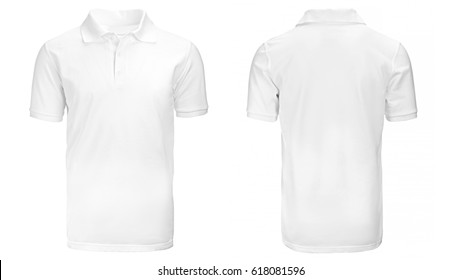 white Polo shirt, clothes on isolated white background.