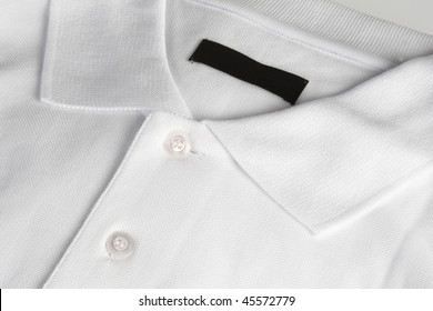 White Poloshirt With Blank Black Label