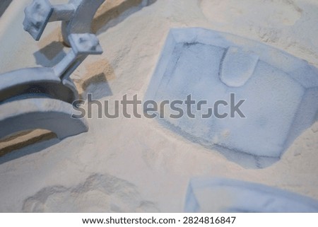 White polyamide powder and object on 3D printed from white polyamide powder close-up. Polyamide powder for creating objects on 3D printer. Additive MJF Multi Jet Fusion technologies. Thermoplastic