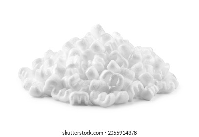 White polystyrene foam chips isolated on a white background with clipping path