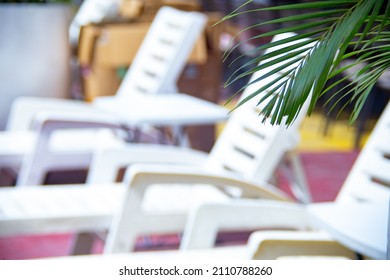 White Pool Chair In A Row