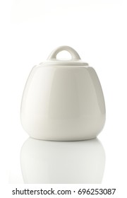 White Porcelain Jar With Lid Shot In Studio