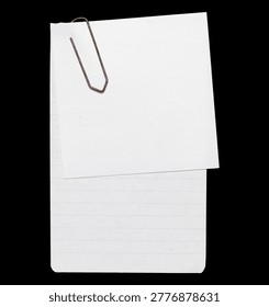 White post it, stick notes, design collage with paperclip and extra notes.