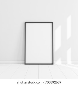 White Poster With Black Frame Mockup Illustration
