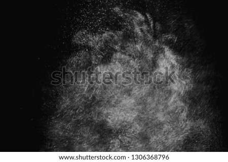white powder effect splash for makeup artist or graphic design in black background