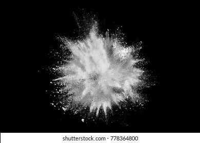 White powder explosion isolated on black background - Shutterstock ID 778364800
