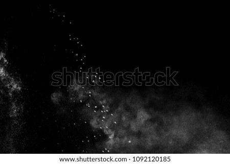   White Powder explosion on black background. White dust exploding.
