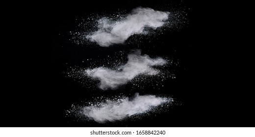 White Powder Explosion On Dark Background.