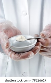 White Powder Is Investigated In The Food Laboratory