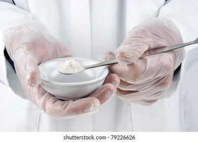 White Powder Is Investigated In The Food Laboratory