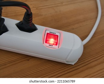 White Power Strip With Cables, Red Illuminated Power Switch