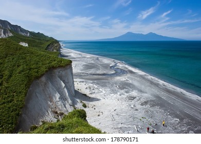 White Pumice Rocks At The Seaside. Kuril Islands.