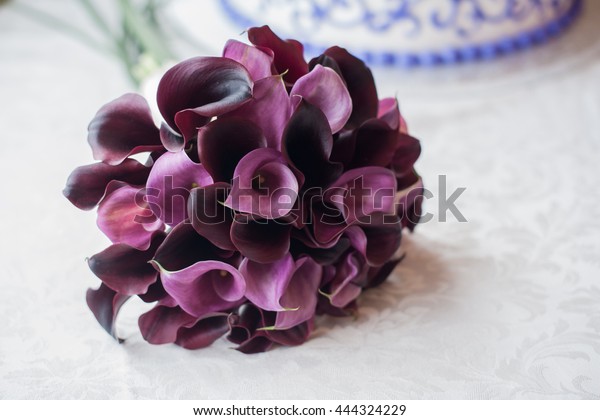 White Purple Wedding Cake Decorated Spirals Stock Photo Edit Now